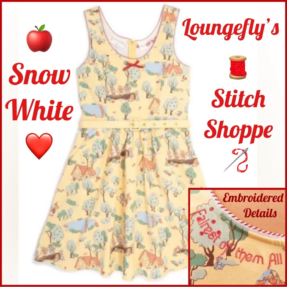 STITCH SHOPPE LOUNGEFLY DISNEY SNOW WHITE Forest Print “Olivia” TANK DRESS! NWT!